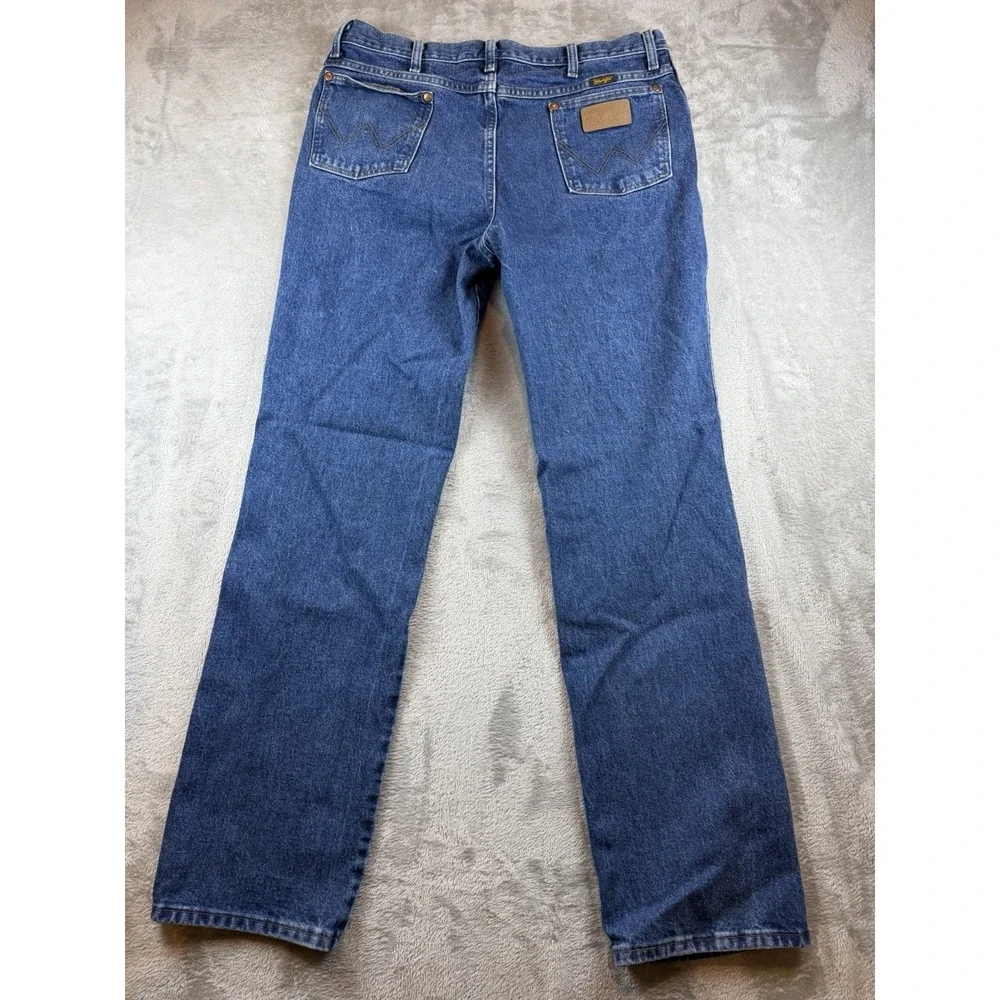Wrangler Jeans Mens 36x34 Cowboy Cut Slim Fit‎ Dark Wash Cotton 936GBK (34x33.5)